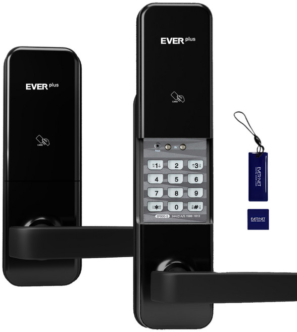 에버넷 무타공 커버형 도어락 에버플러스 EP900 다크그레이 고객직접설치 (번호전용 카드), EP900-S (번호+카드)
