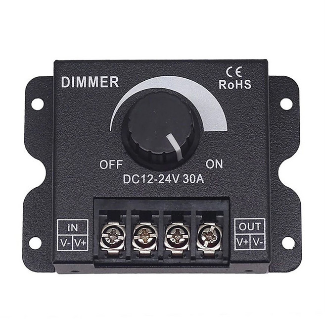 털보몰 LED 디머 30A DC 12V~24V 조광기 컨트롤러 스위치 유선디머 밝기조절 디밍 집어등 LED제어, 1개