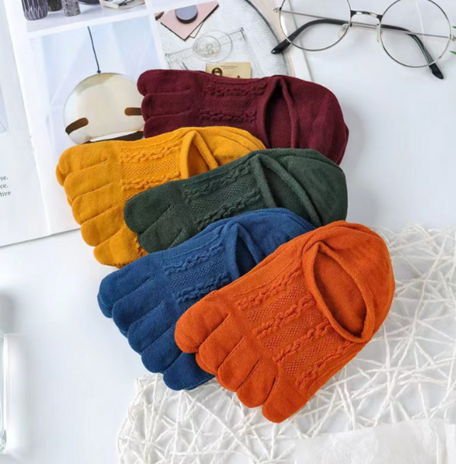 그레이스 여성 여름 바람숑숑 메쉬 순면 여성 발가락양말 꽈배기 발가락덧신 5켤레 세트