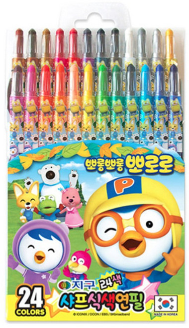 이샵 뽀로로 샤프식 색연필 24색 세트 아이들이좋아하는 어린이날선물 색연필세트