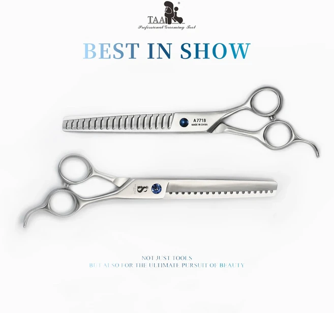 TAA 개 애완동물용 톱니 모양 가위 전문가용 그루밍 애완 동물 가위 합금강 초경량 7.2 인치, 01 A-7718