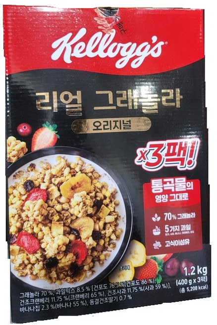 코스트코 켈로그 리얼 그래놀라 오리지널, 1.2kg, 1개