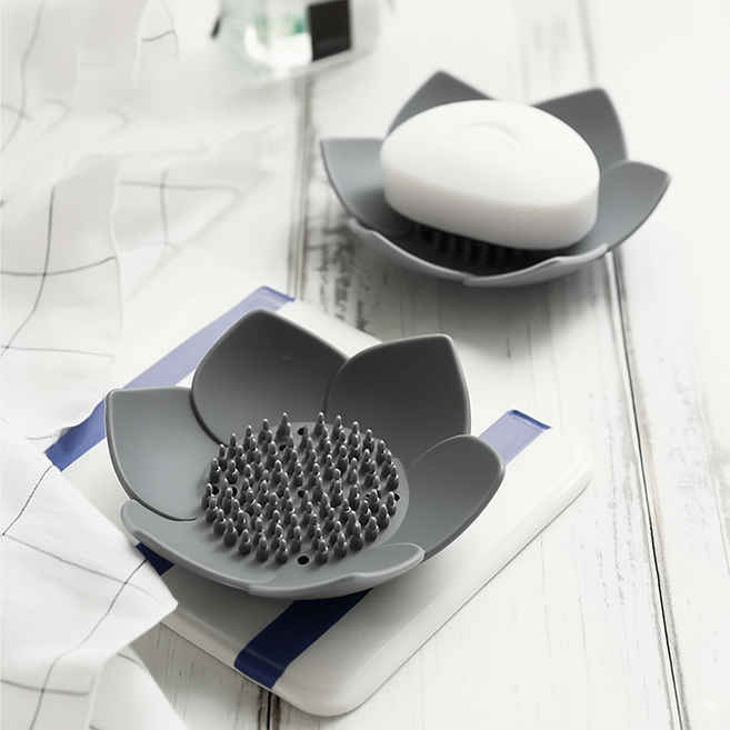 깔끔한 물빠짐 연꽃 파스텔 비누거치대, 그레이