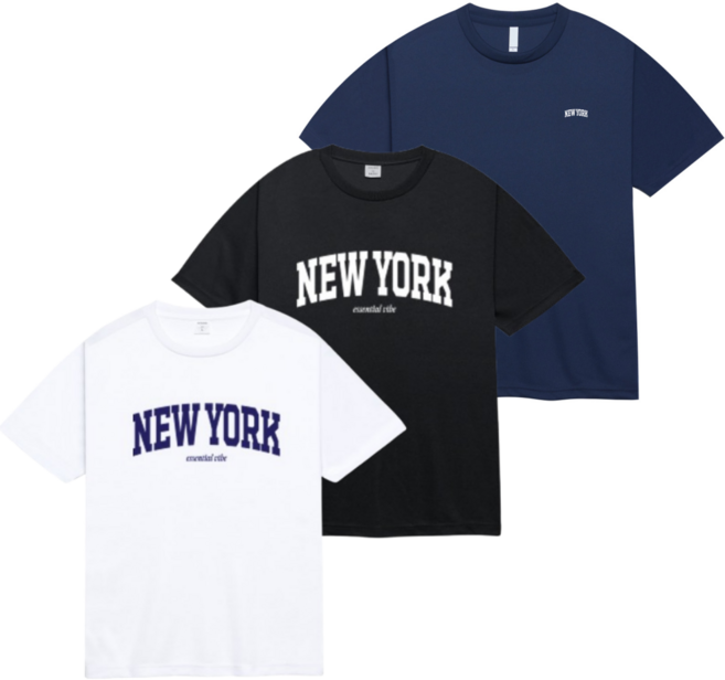 에센셜바이브 뉴욕 남녀공용 기능성 반팔티