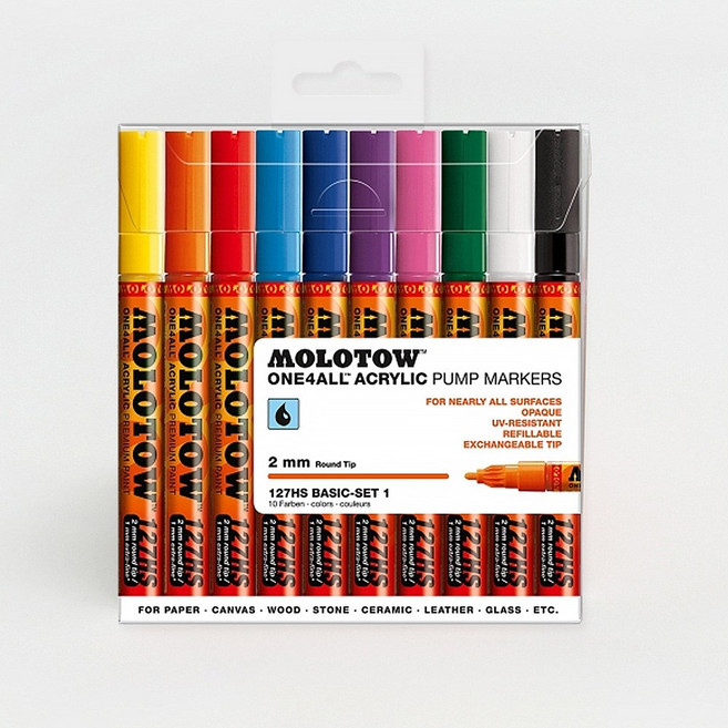모로토우 ONE4ALL 127HS 아크릴마커세트 10색세트 2mm, 1세트, 127HS베이직세트1-10색