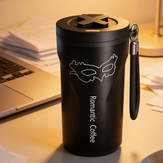 AURURA 커피 텀블러 아이스 텀블러 보냉 보운 티타늄 Feel the real coffee taste, 블랙-black, 1개, 500ml