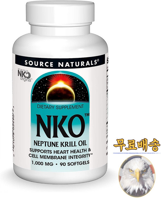 미국산 소스내츄럴스 NKO 크릴오일 1000mg 90정 오메가3 EPA DHA Source Naturals Krill Oil Omega 3 선물증정, 1개