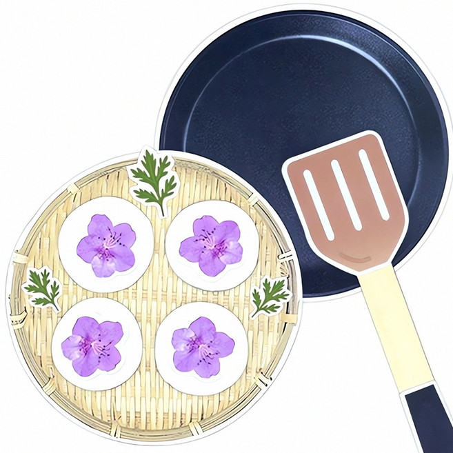 진달래 화전 5개입 꽃전 병 떡 요리 전통 간식 봄철 디저트 나물 식사 빈대떡 음식 축제, 본상품, 10g, 1