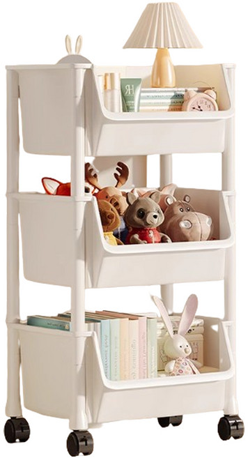모아룸 이동식 수납정리함 플라스틱 서랍장 틈새 트롤리 3단 4단 5단, 아이보리