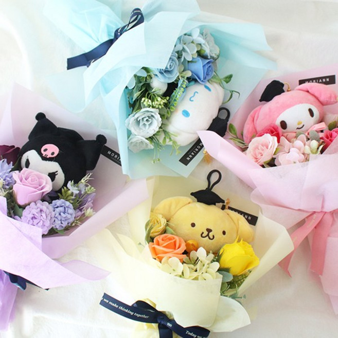 산리오 정품 학사모 고리인형 꽃다발 4type, 마이멜로디, 1개