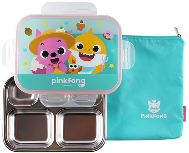 핑크퐁 콤팩트 스텐 식판 도시락 세트, 1개, 상세페이지 참조
