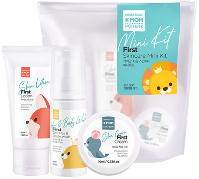 케이맘 처음 크림 10ml + 케이맘 처음 로션 50ml + 케이맘 처음 2in1 헤어 맨 바디워시 45ml 목욕키트세트, 2세트