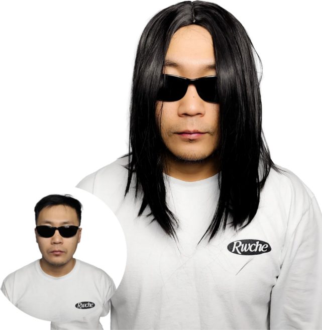 락커 긴머리 가발 예수가발 웨이브펌 남여공용, 1개, 검정긴머리