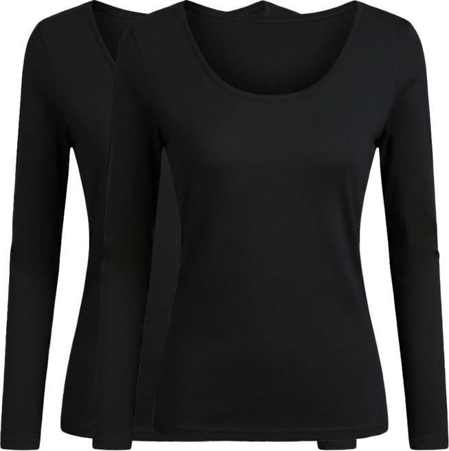 일월전빵 봄 가을 사계절 여성 슬림 무지 긴팔티 2P B-C025-1