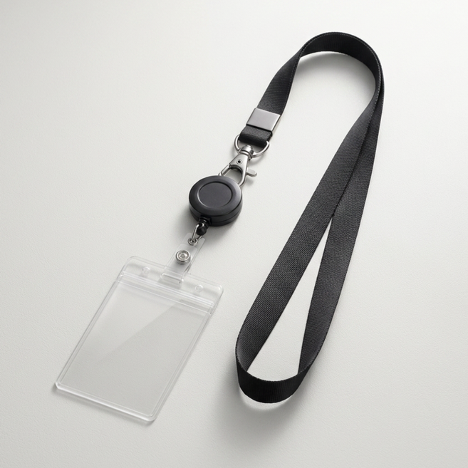 아이셀로 사원증 목걸이 교통카드 출입증, 1개, 블랙