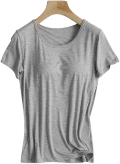 리치블랑 여성용 모달 빅사이즈 브라캡 내장형 노브라 반팔 티셔츠