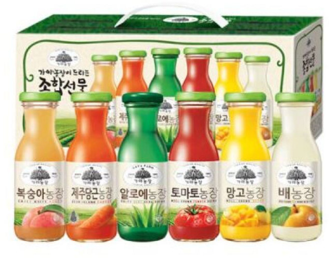 웅진 가야농장 종합 선물세트 6종 180ml x 48병 꼬마병 토마토알로에제주당근복숭아망고배