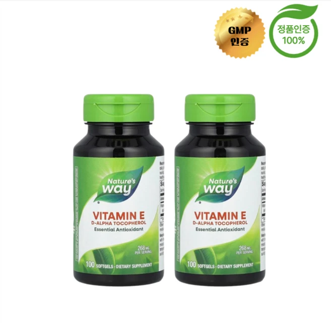 1+1 네이처스 웨이 비타민E 268mg 소프트젤 100정, 2개 - 쿠팡