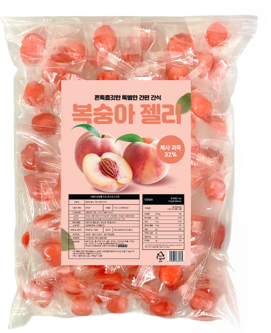 혜성식품 복숭아젤리 과일 간식, 1개, 1kg