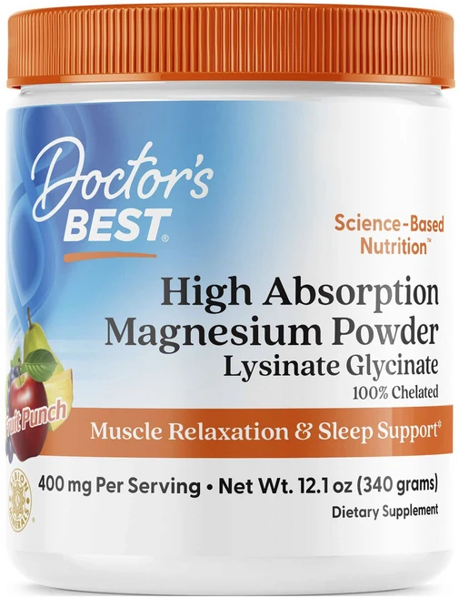 닥터스베스트 하이 앱솔션 마그네슘 파우더 400mg 프루트 펀치 맛, 1개, 340g - 쿠팡