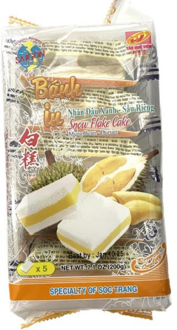 Tan Hue Vien 케이크 스낵 베트남 인 반 둑 쌍 쩐 스노우 플레이트 탄 후에 비엔 사이공 고메 녹두와 두리안 7.1 온스 1개입 화이트 소형, 1개