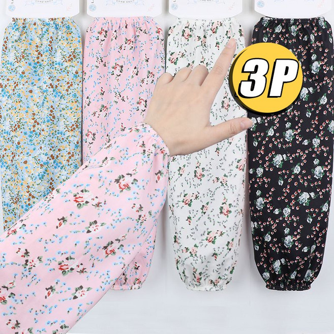 3P 여성 여름 플라워 아이스 냉감 팔토시 빅사이즈 자외선차단 밴딩 쿨토시 작업용, 3개, 사진색A