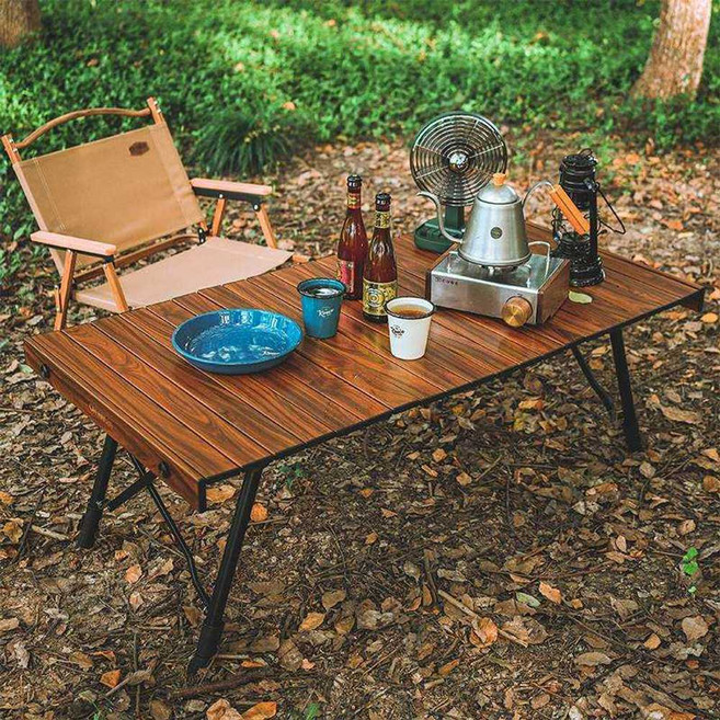 경량 캠핑 테이블 1200 여행 차박 폴딩 에그롤 탁자, 4-6인용우드그레인에그롤테이블(대형), 1개