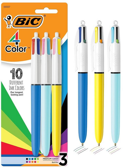 BIC 4색 볼펜 3개입 (10컬러)