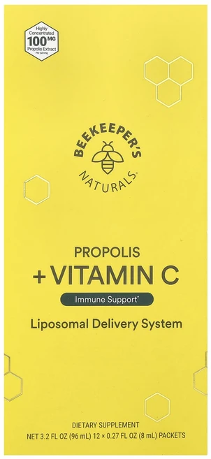 Beekeeper's Naturals 프로폴리스 + 비타민C 12팩 각 8ml(0.27fl oz), BeekeepersNaturals프로폴리스비타민C12팩, 96ml, 1개 - 쿠팡