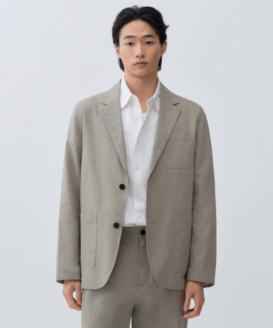 무신사 스탠다드 시티 워커스 린넨 블렌드 블레이저 그레이쉬 베이지 524478