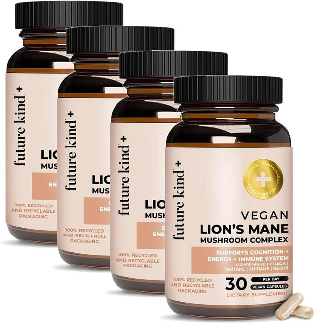 퓨처카인드 비건 라이언스메인 버섯 컴플렉스 캡슐 Future Kind Lion's Mane Mushroom Complex, 4개, 30정