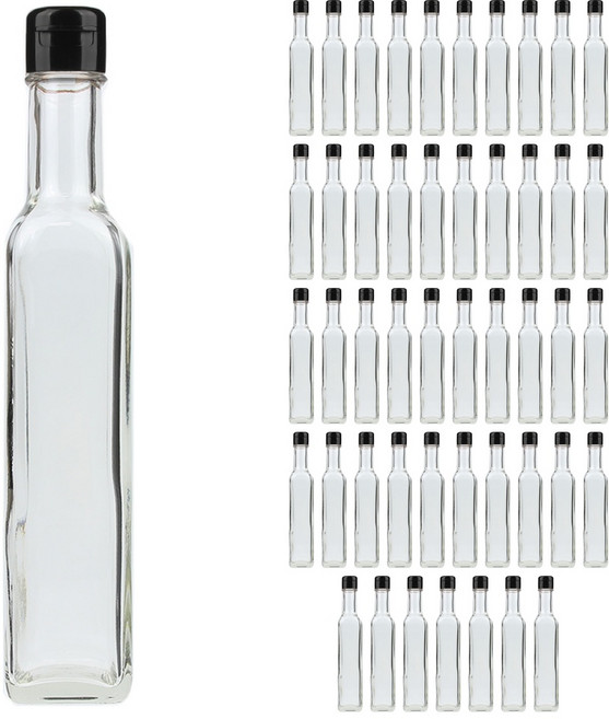 DA사각오일250 투명 유리병+원터치캡 블랙, 48개, 250ml