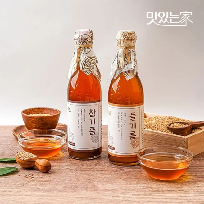 순수 통참깨 저온압착 참기름 들기름 180ml 350ml 수량별, 09.참기름180ml+들기름180ml 총2병, 1 - 쿠팡