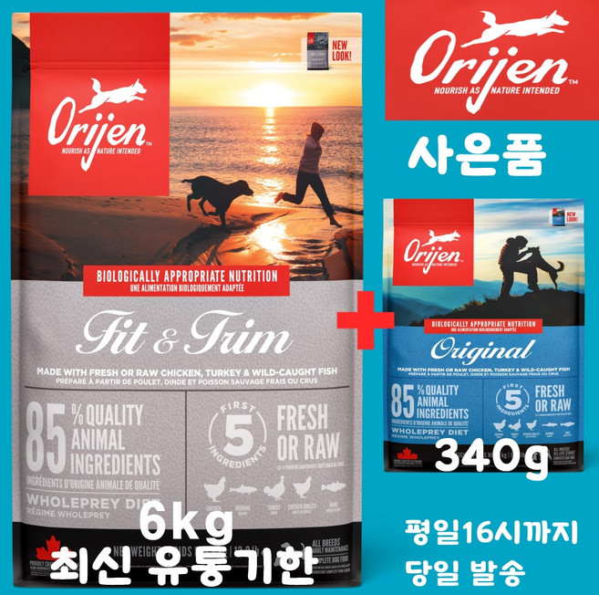 오리젠 피트앤트림 독 [견성상사 단독 사은품 증정 판매자 확인필수], 1개, 6kg, 닭