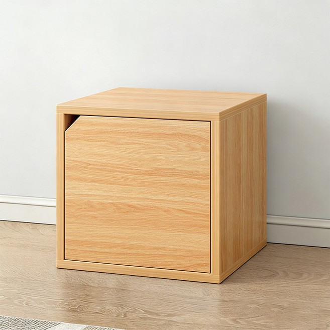 SeekFun 큐브 책장 모듈형 수납장 다용도 거실 수납 경량 이동식 공간활용 가구, 1개, 원목색(우드 문)