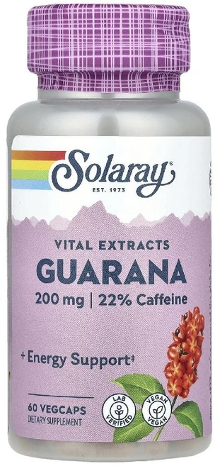 솔라레이 과라나 씨앗 추출물 Guarana 200mg 베지 캡슐 60정, 1개, 120g - 쿠팡