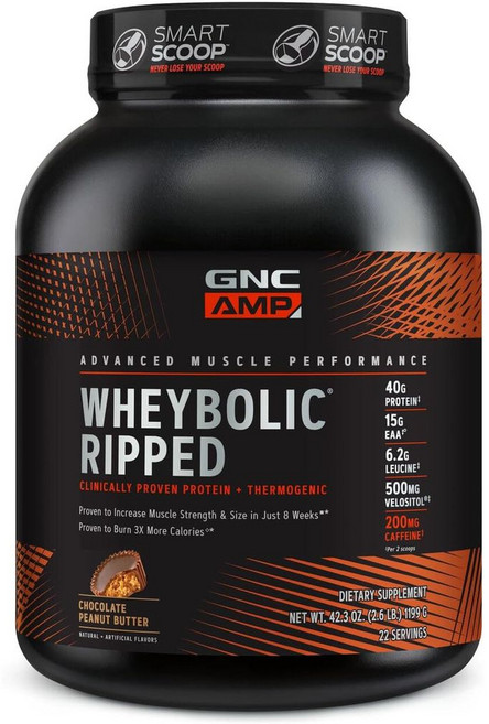 GNC 웨이볼릭 Ripped 파우더 1199g 초콜릿 피넛버터 맛, 22 서빙, 1개
