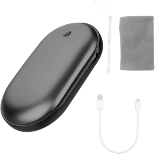 프리미엄 휴대용 손난로 고속 보조배터리 핫팩 6600mAh, 블랙