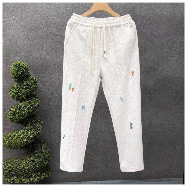 男款彩色刺繡休閒褲