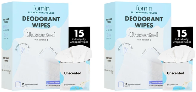 FOMIN 포민 여행용 데오드란트 티슈 15입 무향 X 2팩 - 쿠팡