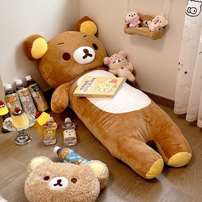 귀여운 대형 리락쿠마 곰돌이 바디필로우 인형 쿠션 110cm