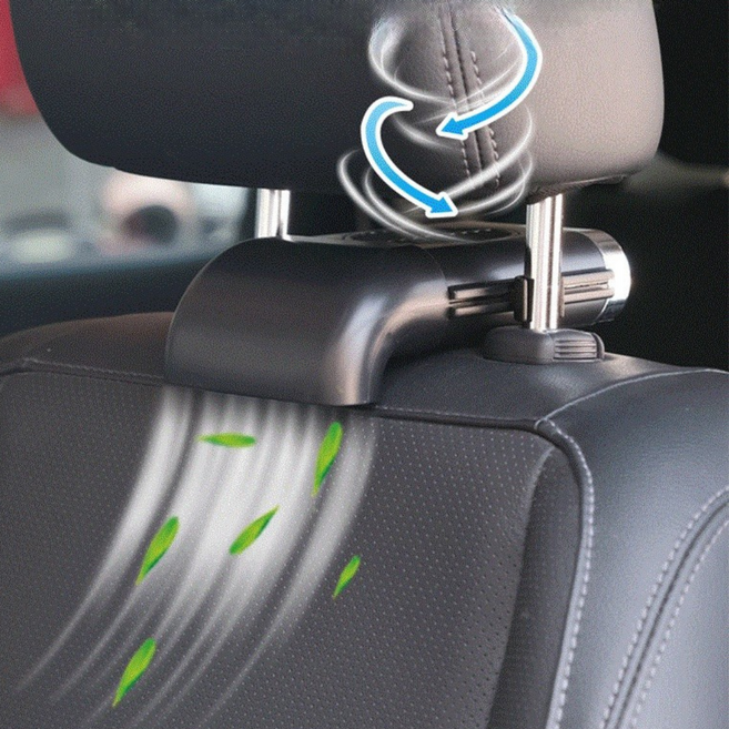 車用頭枕風扇 USB供電三檔風力調節 多角度調整汽車座椅散熱器, 黑, BC-C25