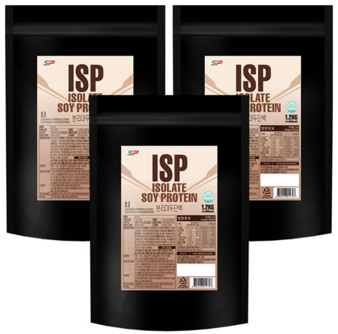 SP스포츠 ISP 분리대두단백질 초코맛, 1.2kg, 3개