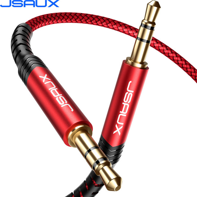 JSAUX 3.5mm AUX 스테레오 오디오 케이블, 1.8m, 2개, 레드