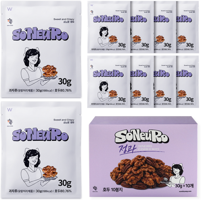 수미향 소느로 호두정과 수제 강정 답례품, 10개, 30g