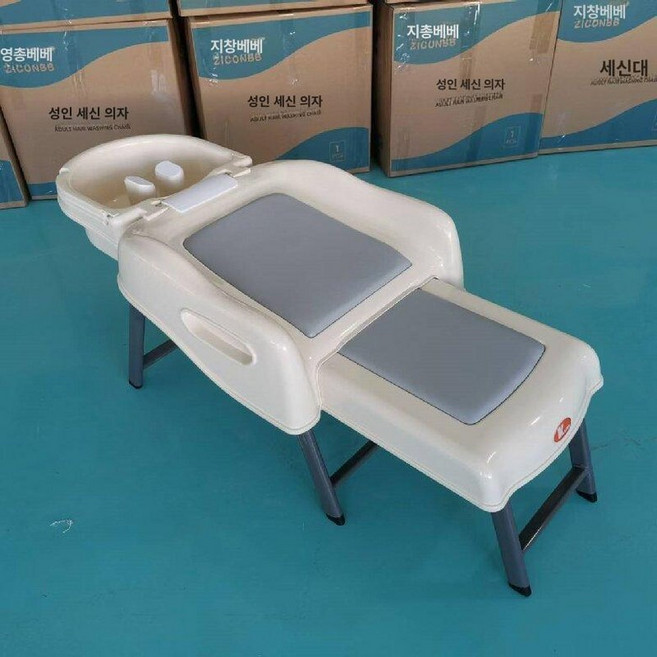 성인샴푸의자 누워서 머리감기기 욕실 목욕침대, 엘레강트 베이지화이트 성인용, 1개