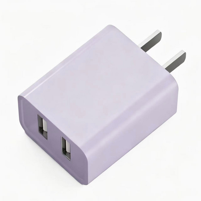 5V2A USB雙口充電頭/豆腐頭, 葡萄紫, 1個