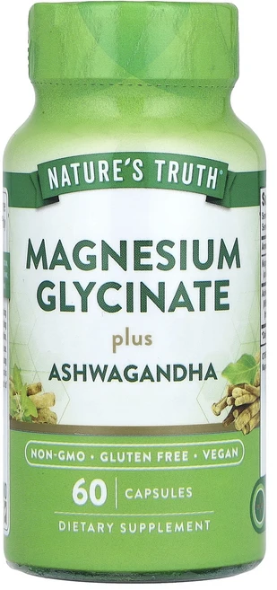 Nature's Truth 마그네슘 글리시네이트 플러스 아슈와간다 캡슐 60정, NaturesTruth마그네슘글리시네이트플러스아슈와간다, 1개 - 쿠팡