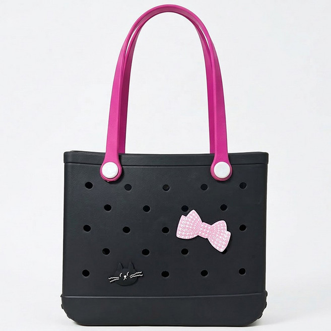 인더쇼룸 실리콘 수영가방 방수 비치백 + 파츠 증정 세트, 블랙