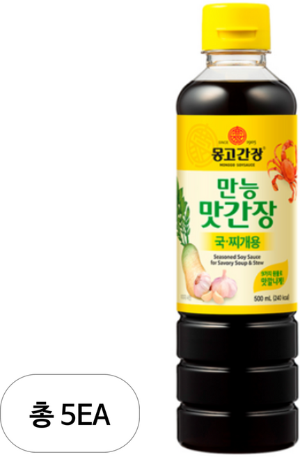 몽고간장 만능맛간장 국 찌개용, 500ml, 5개